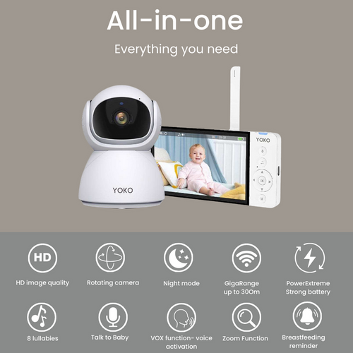 YOKO DREAM Strażnik oddechu: Niania YOKO X5 + Monitor oddechu Babysense 8 nowej generacji (Wyrób medyczny)