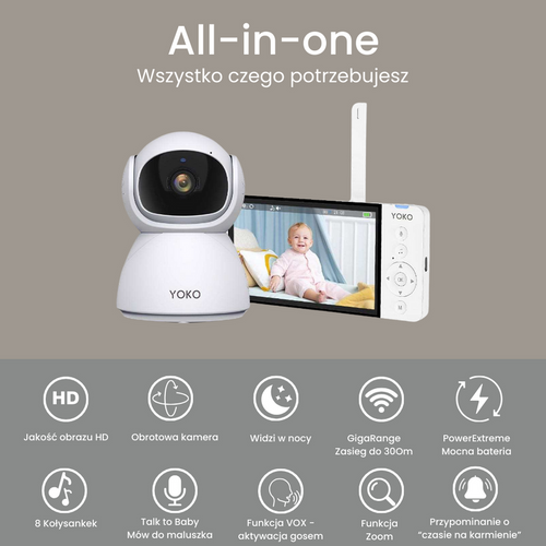 YOKO DREAM Strażnik oddechu: Niania YOKO X5 + Monitor oddechu Babysense 8 nowej generacji (Wyrób medyczny)