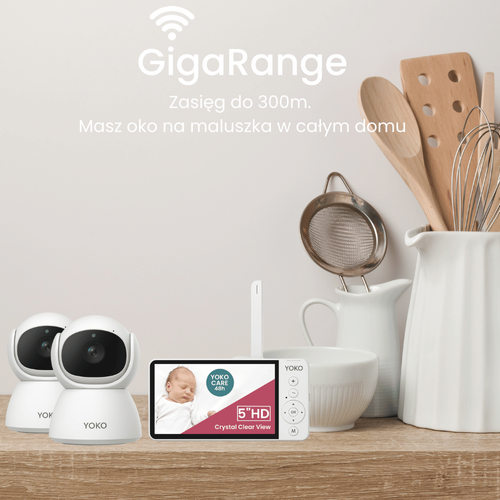 Elektroniczna niania YOKO X5™DUO + Monitor oddechu Babysense 8 nowej generacji (Wyrób medyczny).  